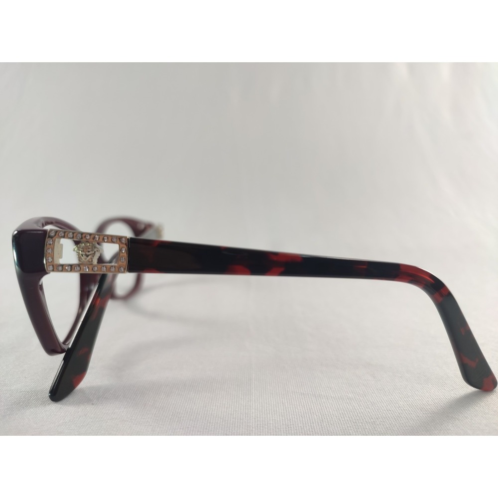 Versace MOD 3170-B 5026 Burgundy Tortoise Medusa Crystals Eyeglasses 52-16-135 - Picture 4 of 13